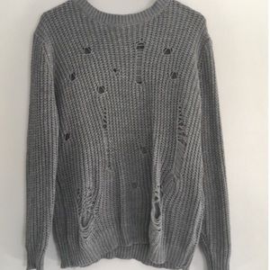 Gray ripped sweater